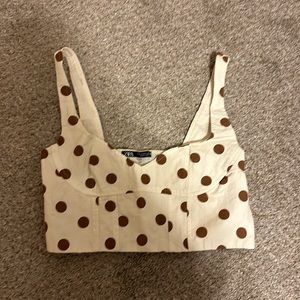 Zara Brown Polka Dot Cropped Tank